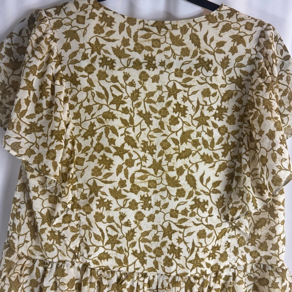 Madewell Floral V-Neck Blouse in Brown and Cream Size:S - Picture 14 of 17